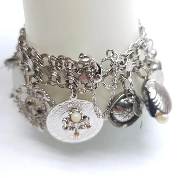Vintage Sterling Silver Charm Bracelet Huge Travel Collection Rare 1950s 60s MCM - Picture 5 of 16